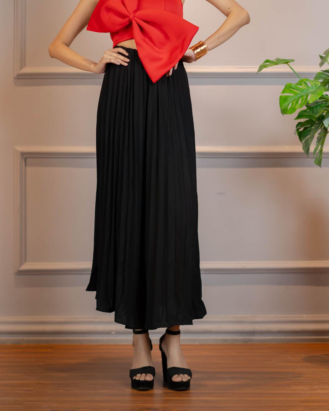 Korean Breeze Pleated Trousers - Black