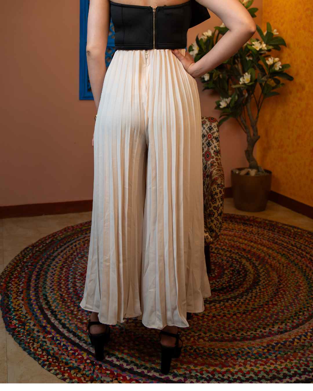 Korean Breeze Pleated Trousers - Beige
