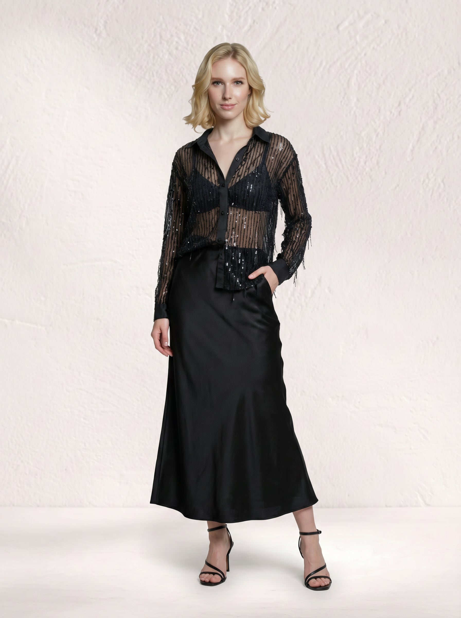 Celeste Tasselled Black Shirt – Boho Statement Top for Women