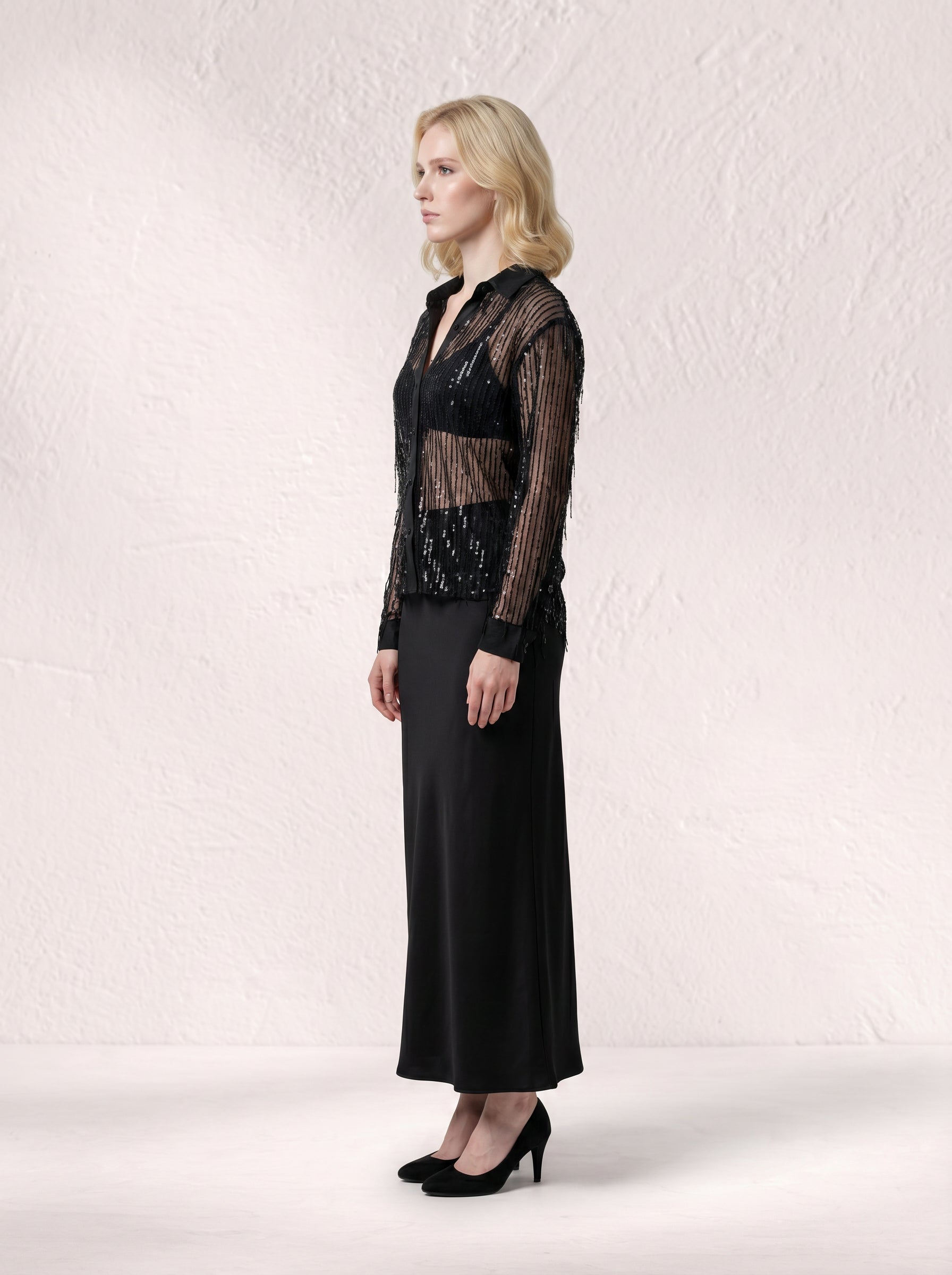 Celeste Tasselled Black Shirt – Boho Statement Top for Women
