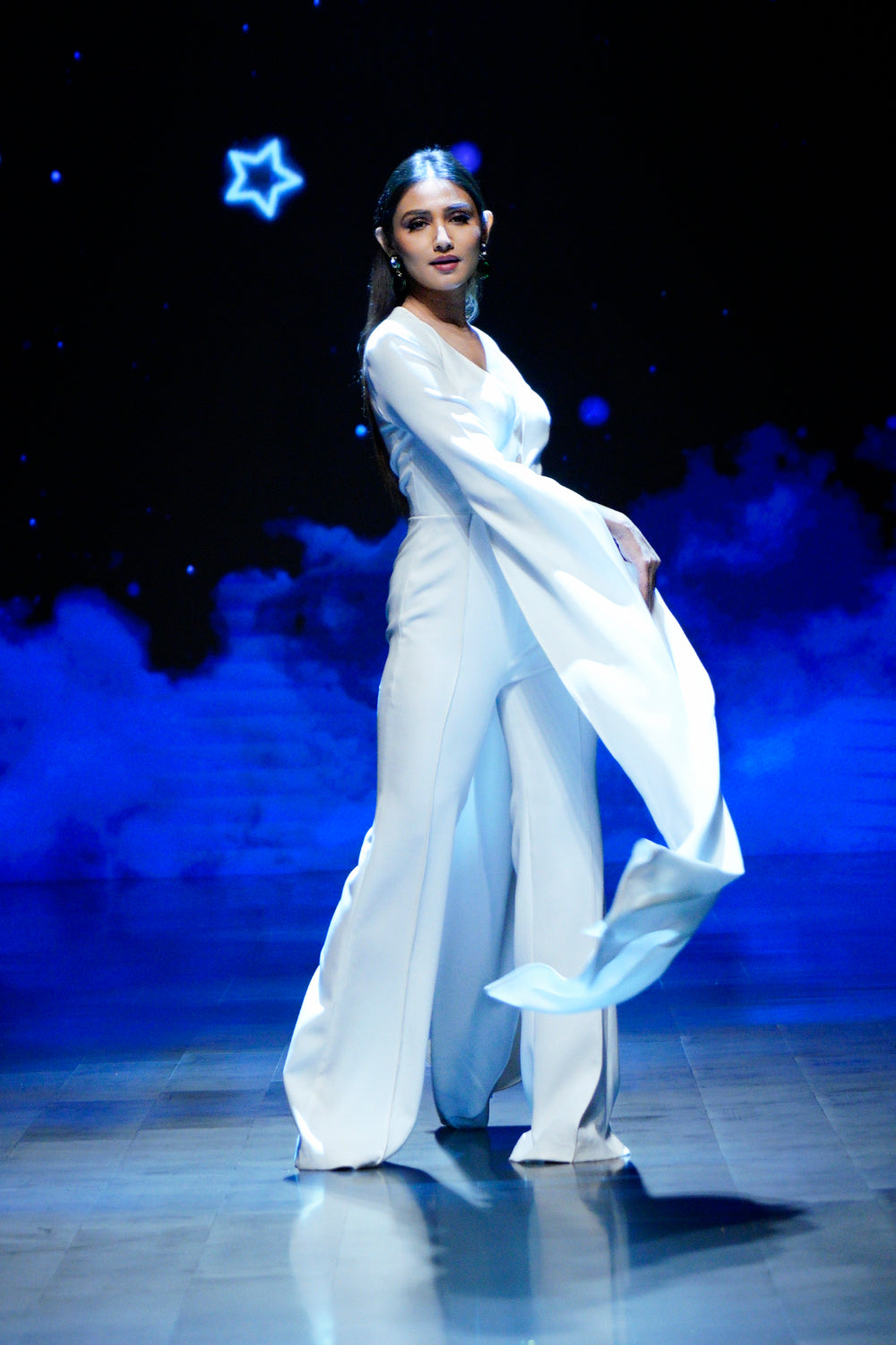 Zyra White Cape Jumpsuit