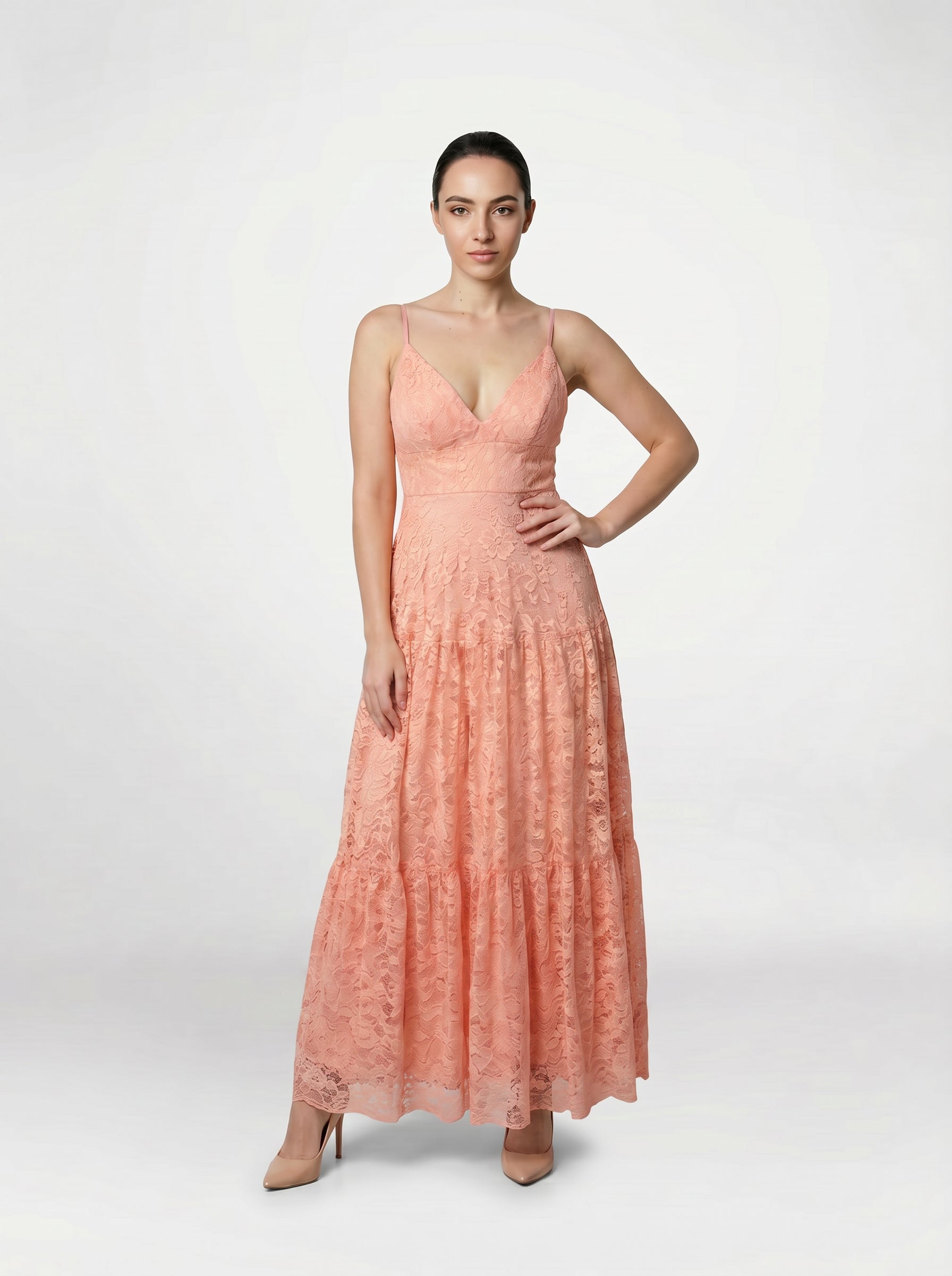 Mrinalini Pink Lace Gown | Elegant Evening Dress for Women - NIYARA India Mrinalini Pink Lace Gown | Elegant Evening Dress for Women - NIYARA India