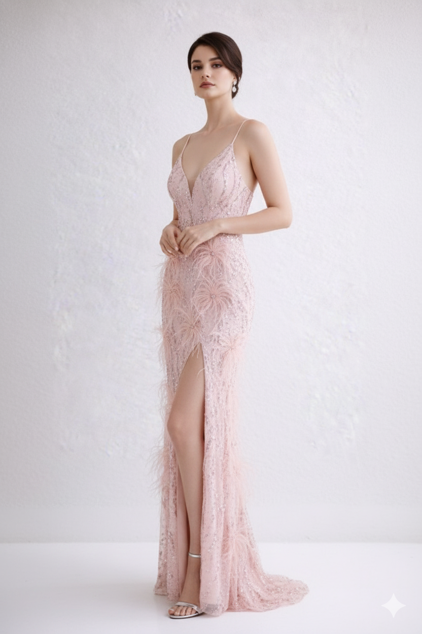 Fiora Pink Feathered Bloom Gown - NIYARA India