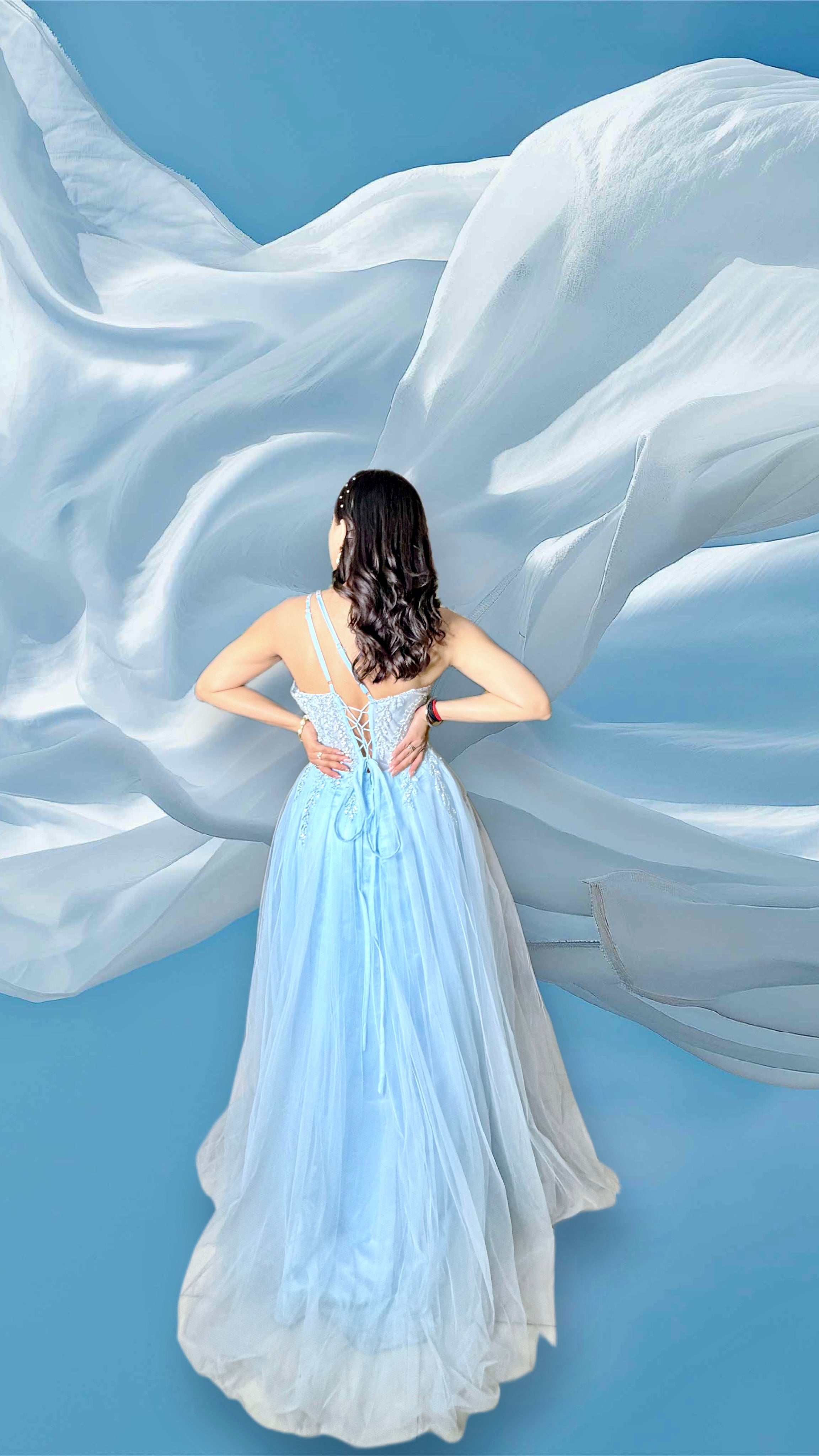 Kiyana Embellished Sky Blue Gown – Designer Evening & Formal Dress