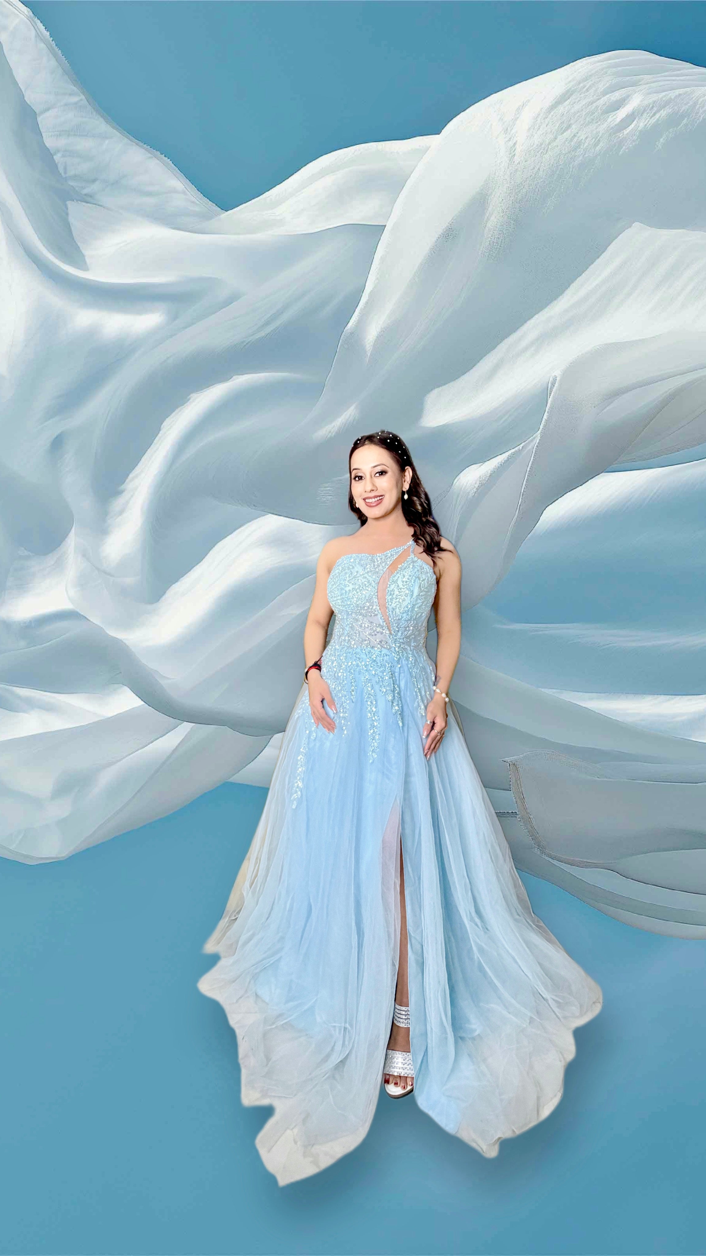 Kiyana Embellished Sky Blue Gown – Designer Evening & Formal Dress