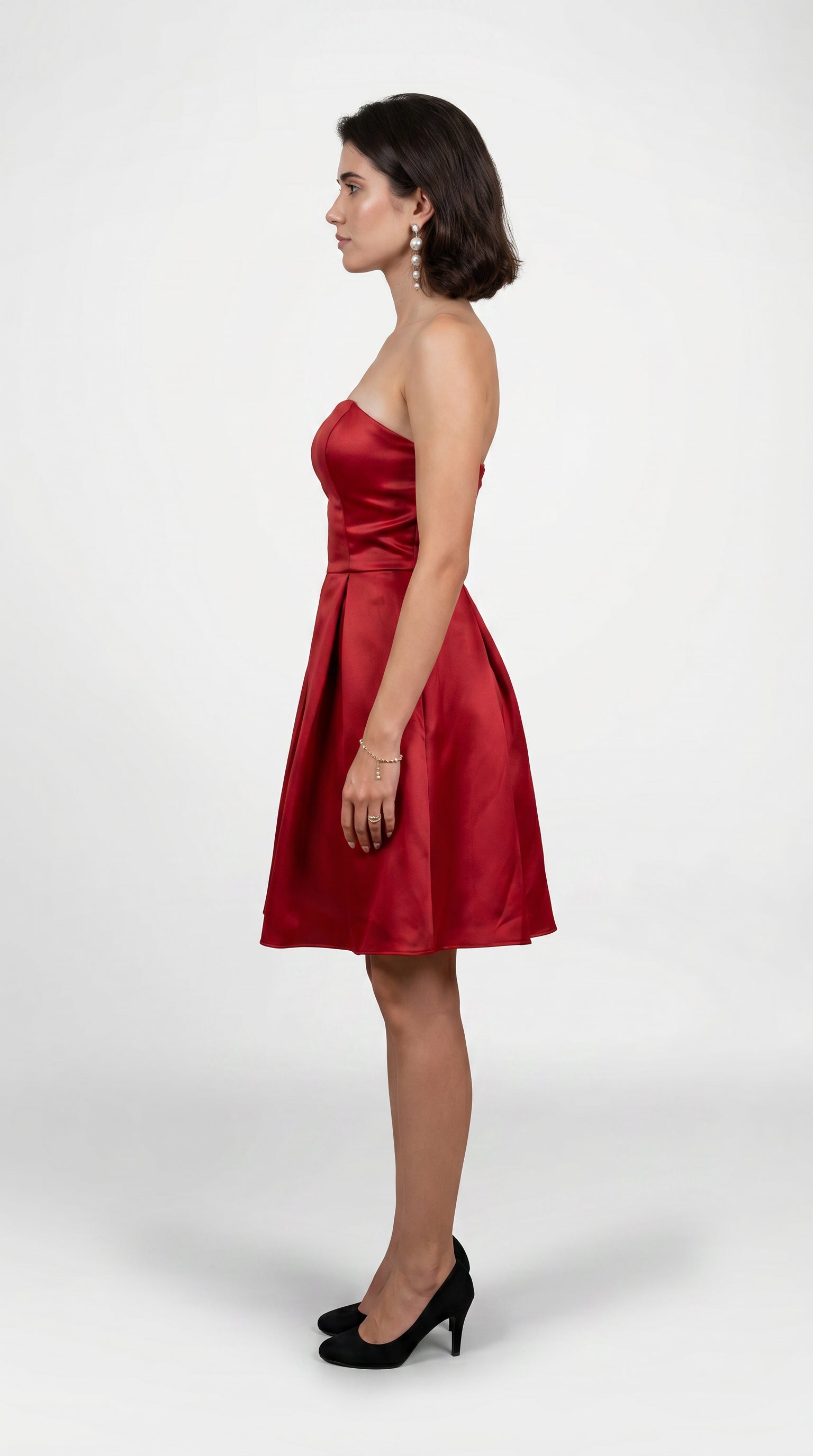Kavya Red Satin Strapless Fit & Flare Mini Dress: Party-wear for Women