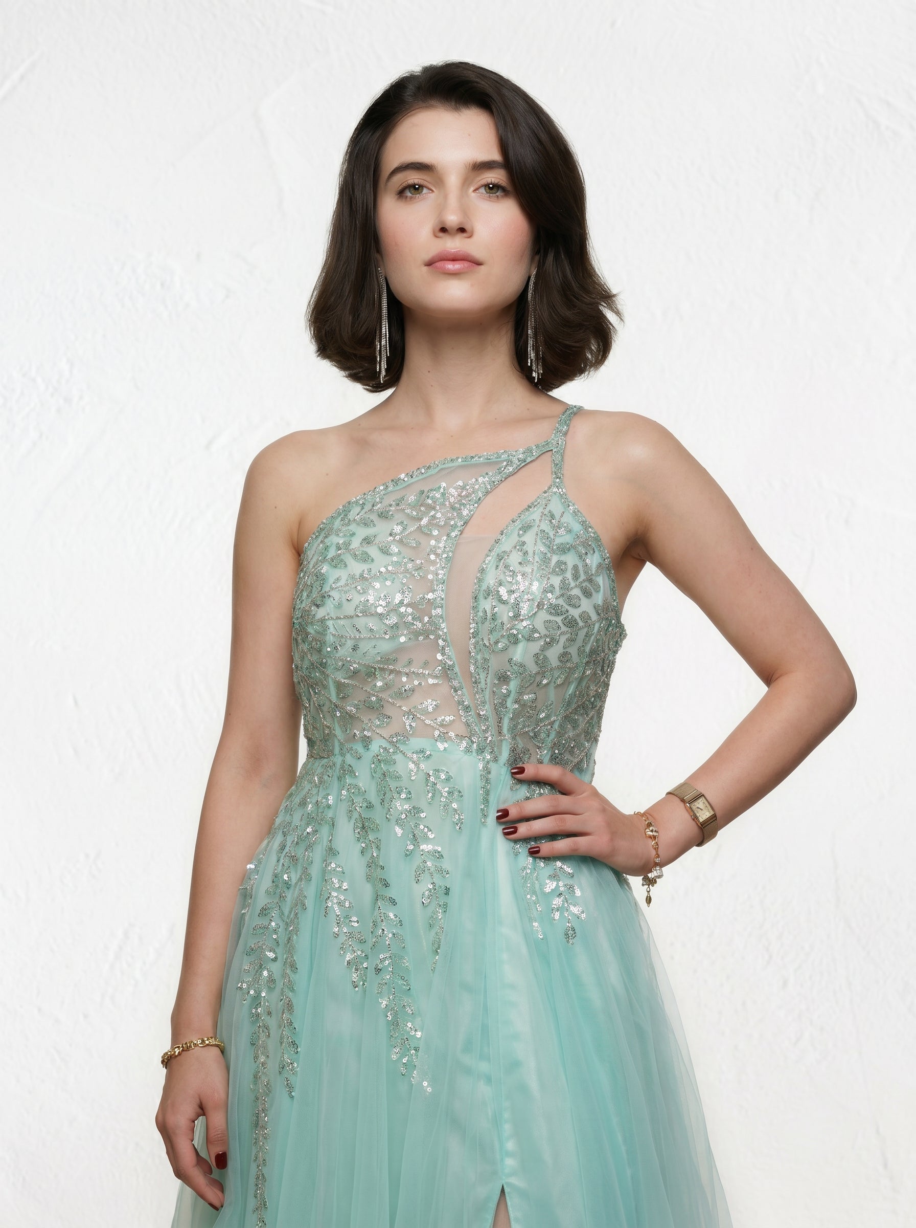 Kiyana Embellished Mint Green Gown - Designer Evening & Party Dress