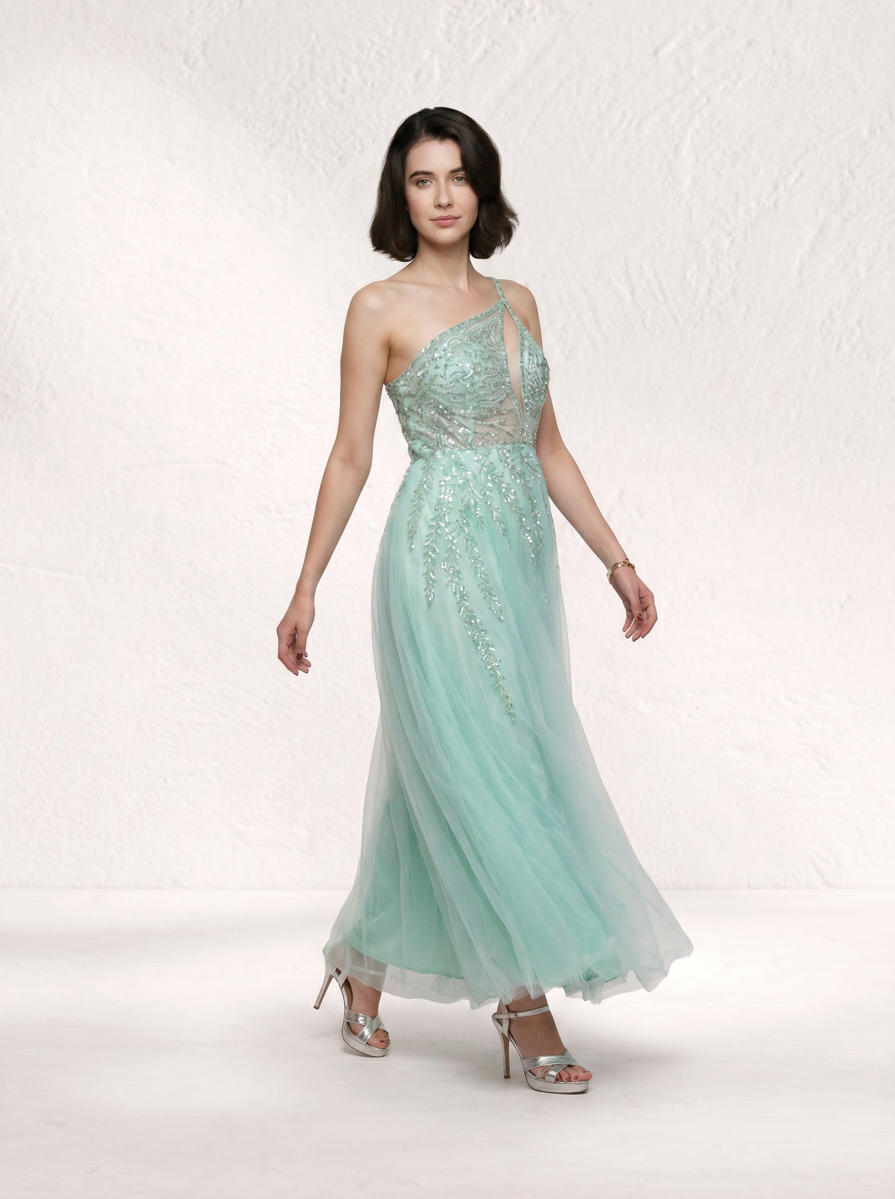 Kiyana Embellished Mint Green Gown - Designer Evening & Party Dress