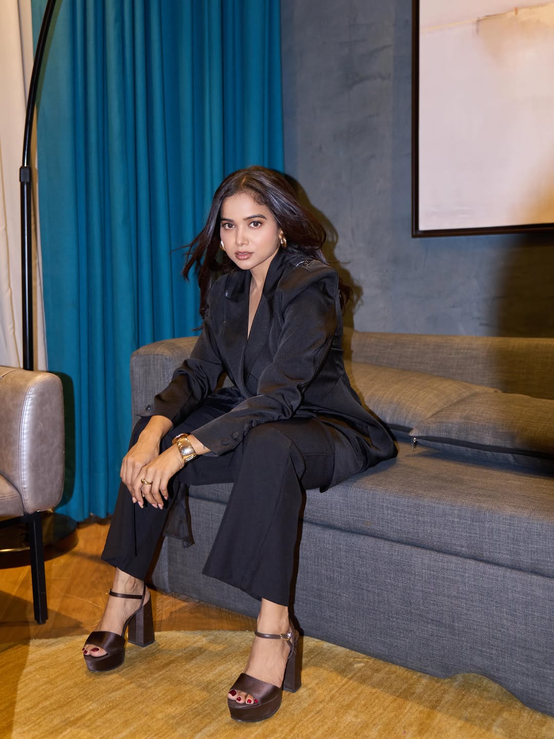 Timeless Duo Black Blazer & Trousers Co-ord Set with Sheer Detail