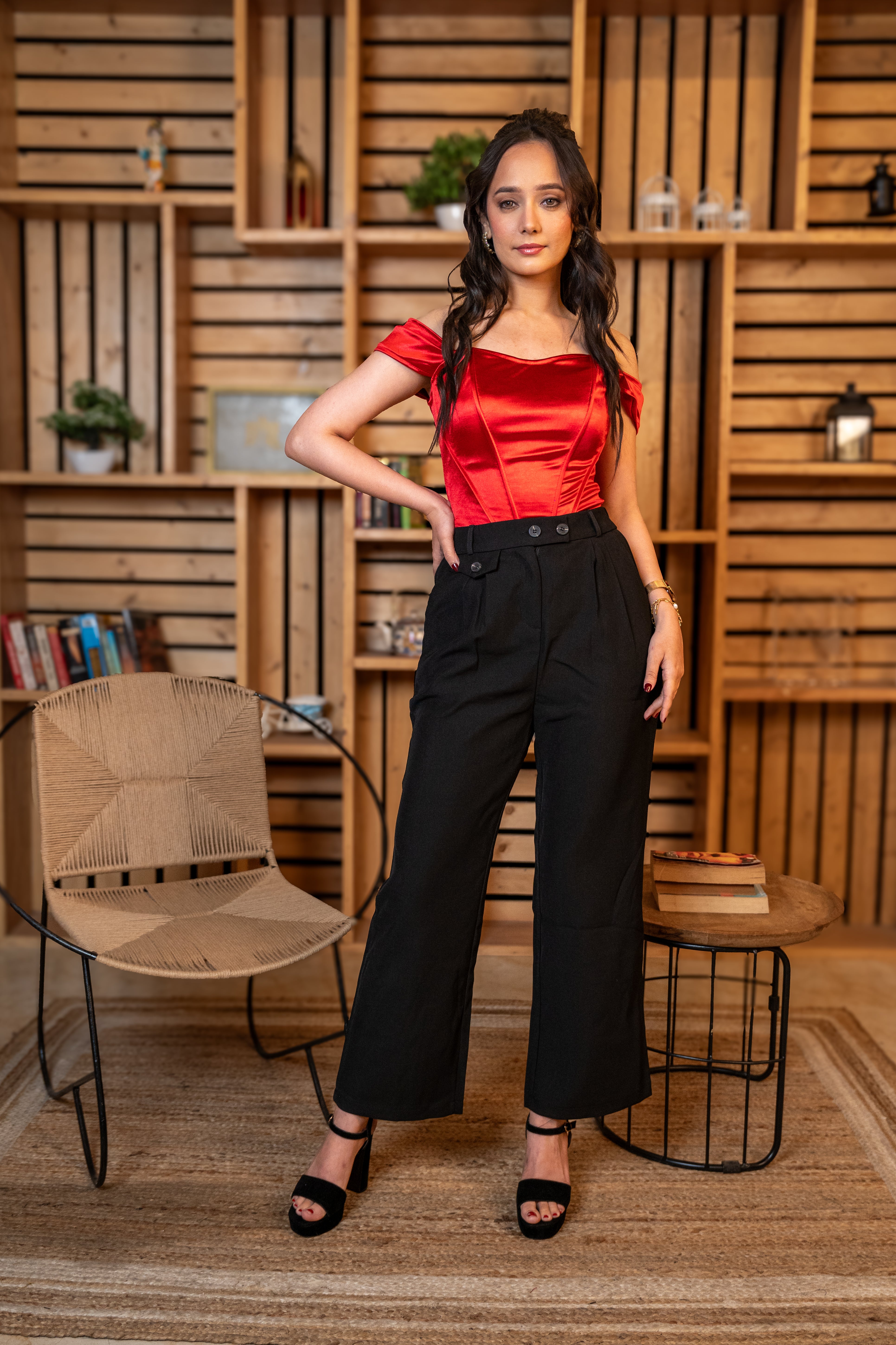 woman wearing Scarlet off-shoulder corset top 