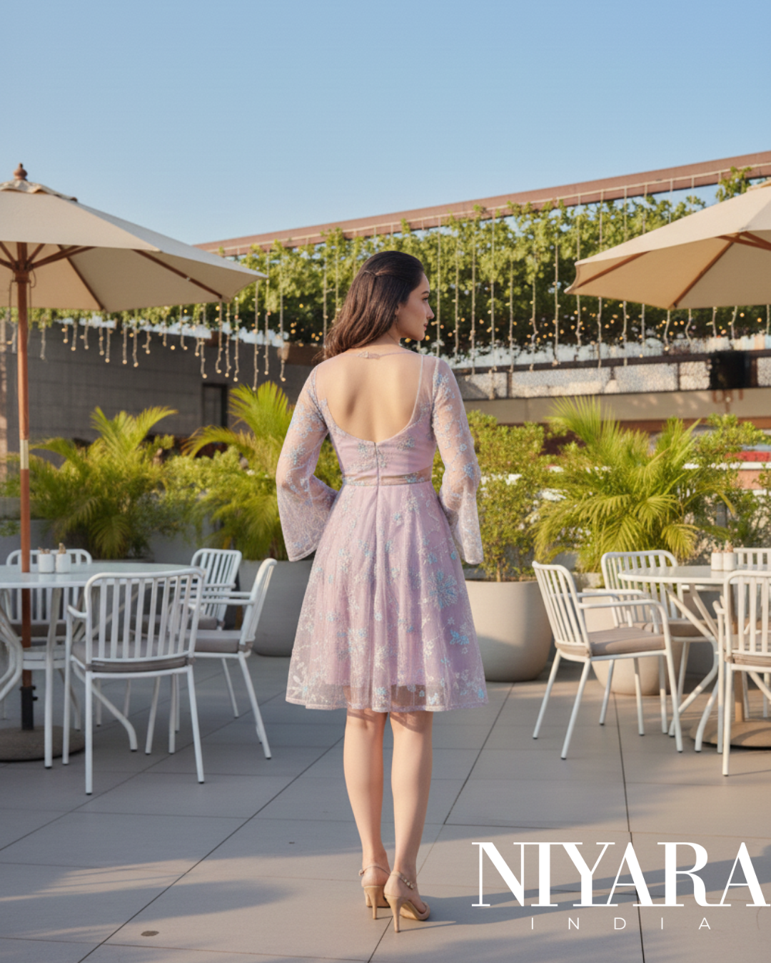 Tisha -  Embroidered Pink Mini dress | NIYARA India