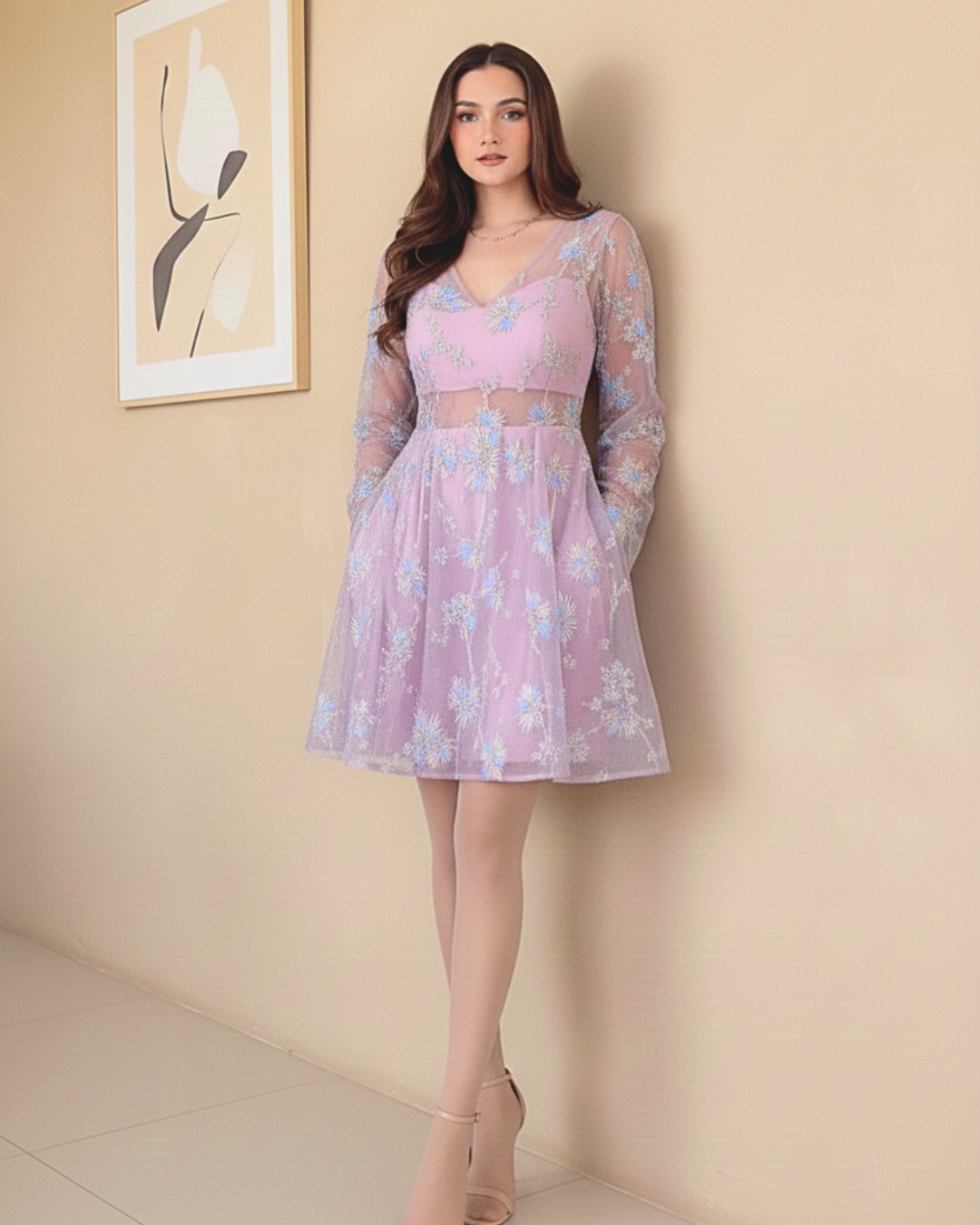 Tisha -  Embroidered Pink Mini dress | NIYARA India