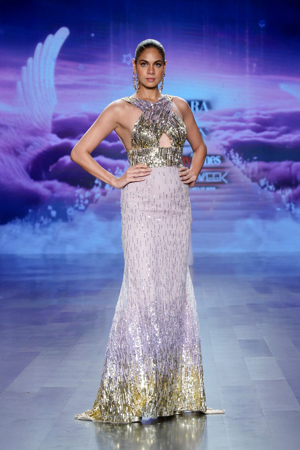 Zayana gown styled for wedding reception or event (front profile)