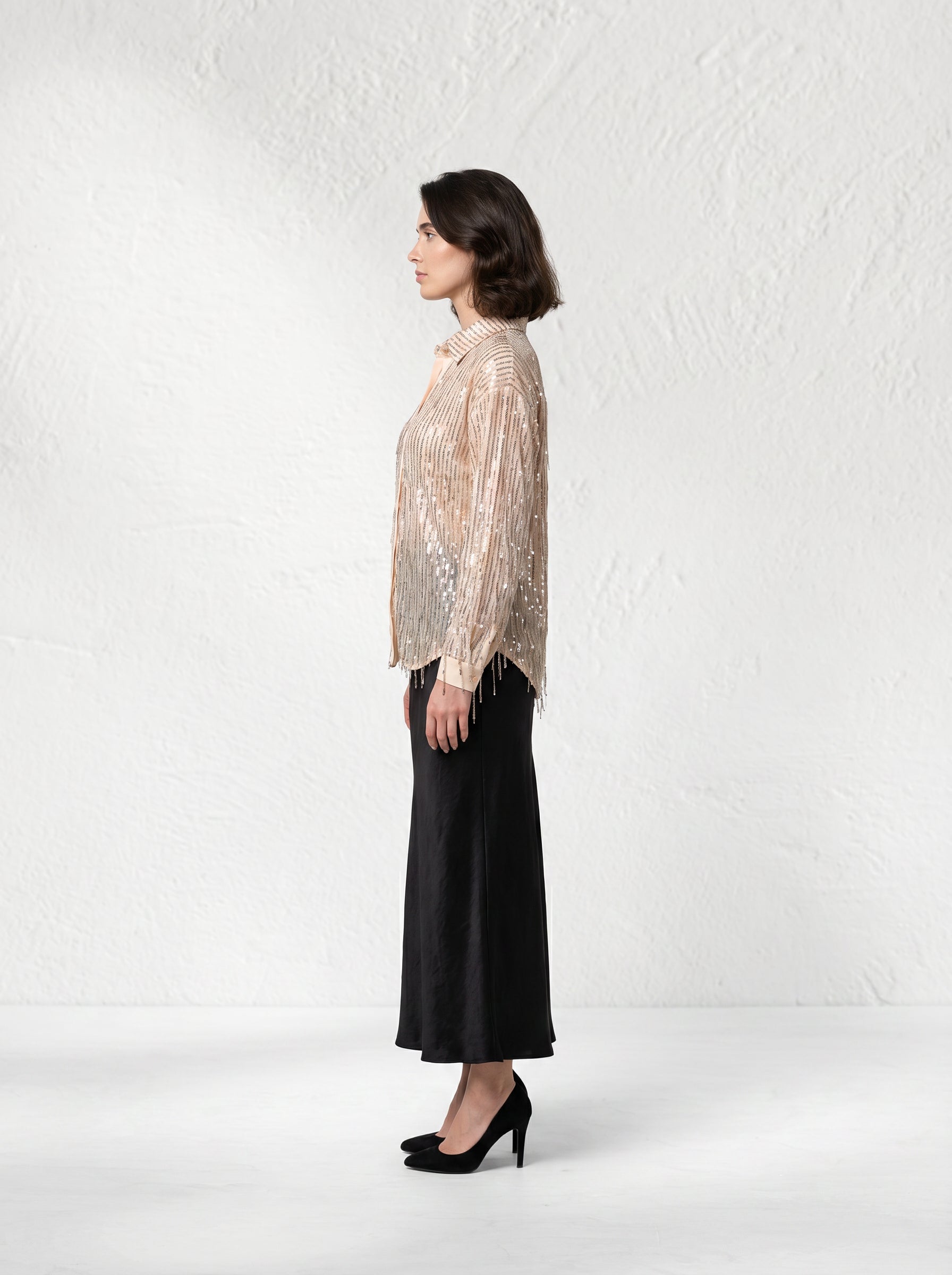 Celeste Tasselled Beige Shirt – Boho Luxe Women’s Top