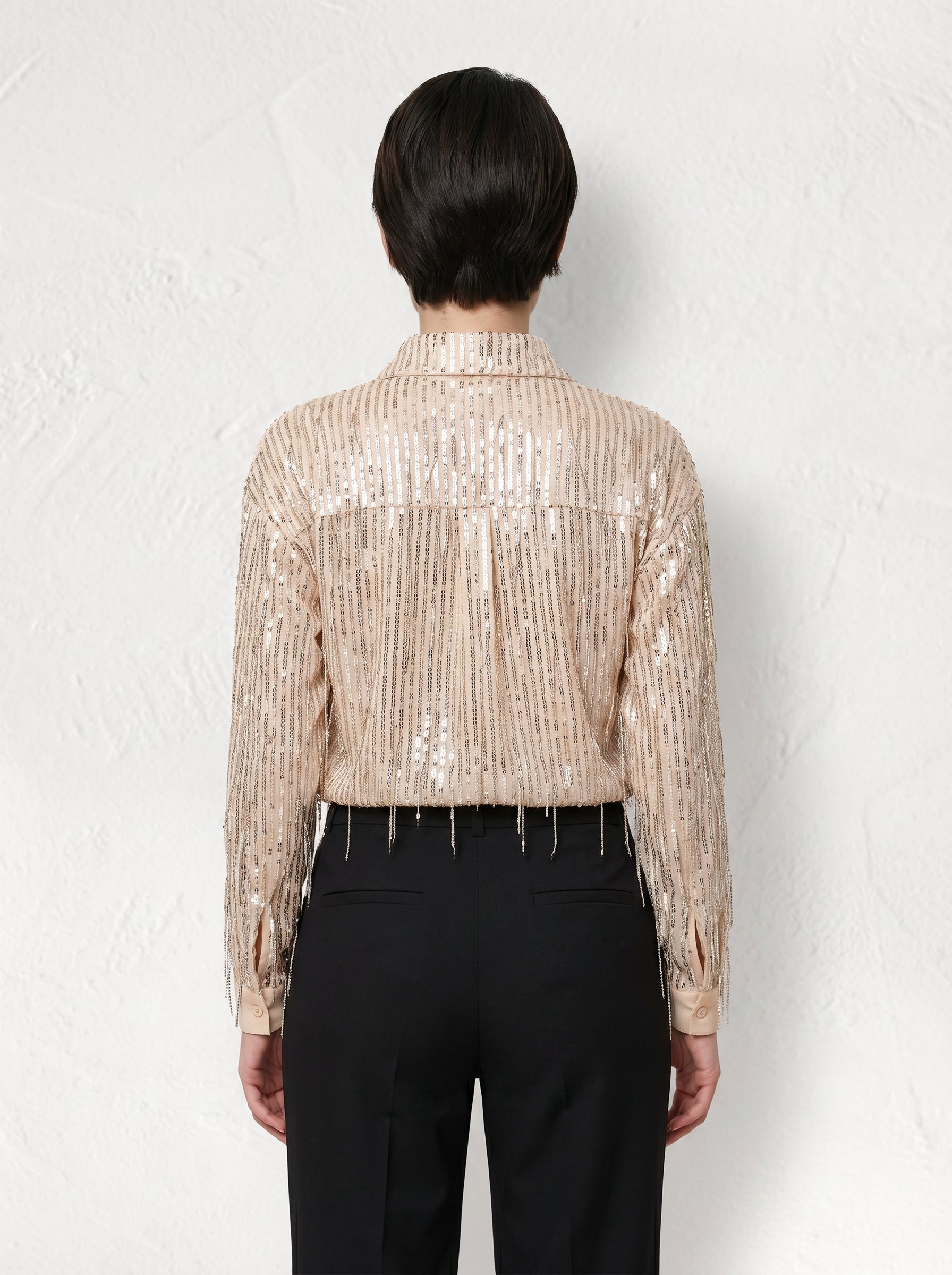 Celeste Tasselled Beige Shirt – Boho Luxe Women’s Top