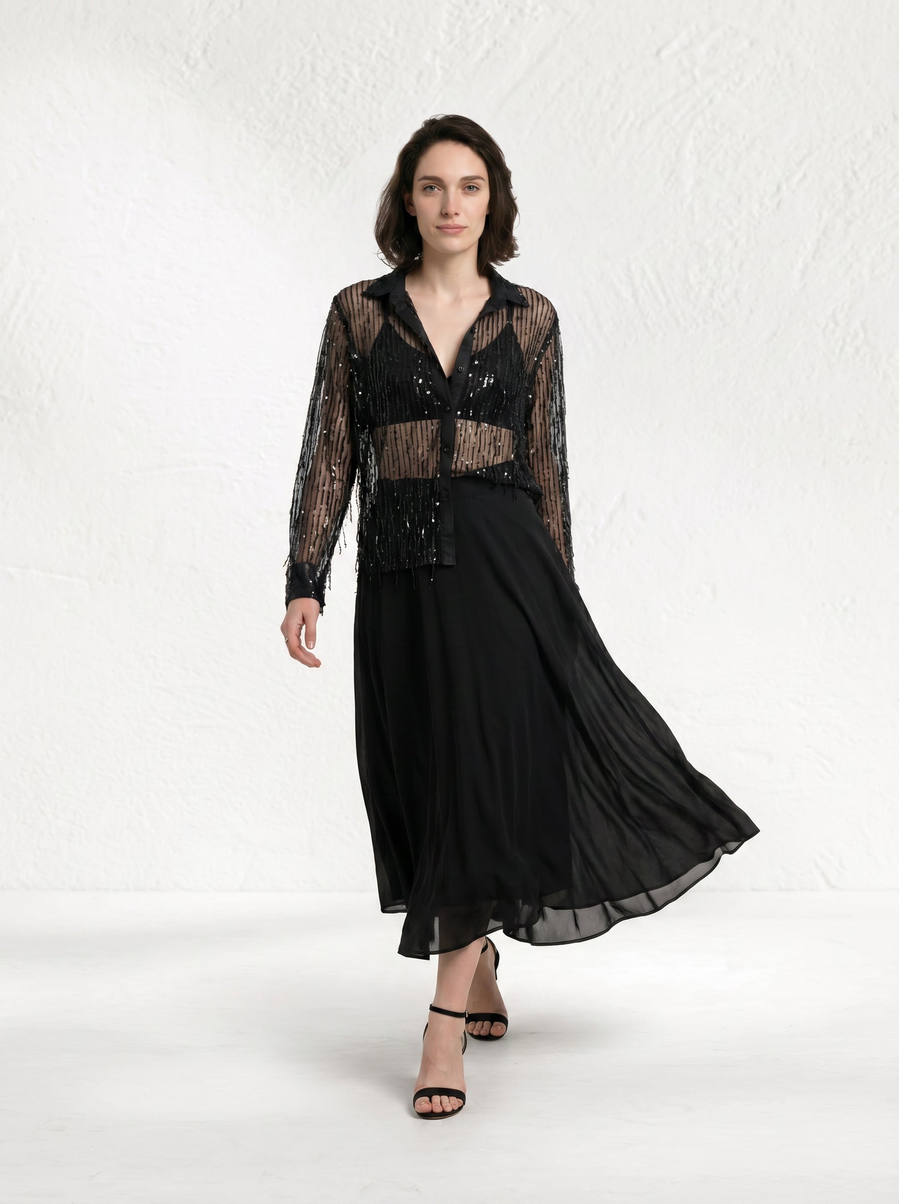 Celeste Tasselled Black Shirt – Boho Statement Top for Women