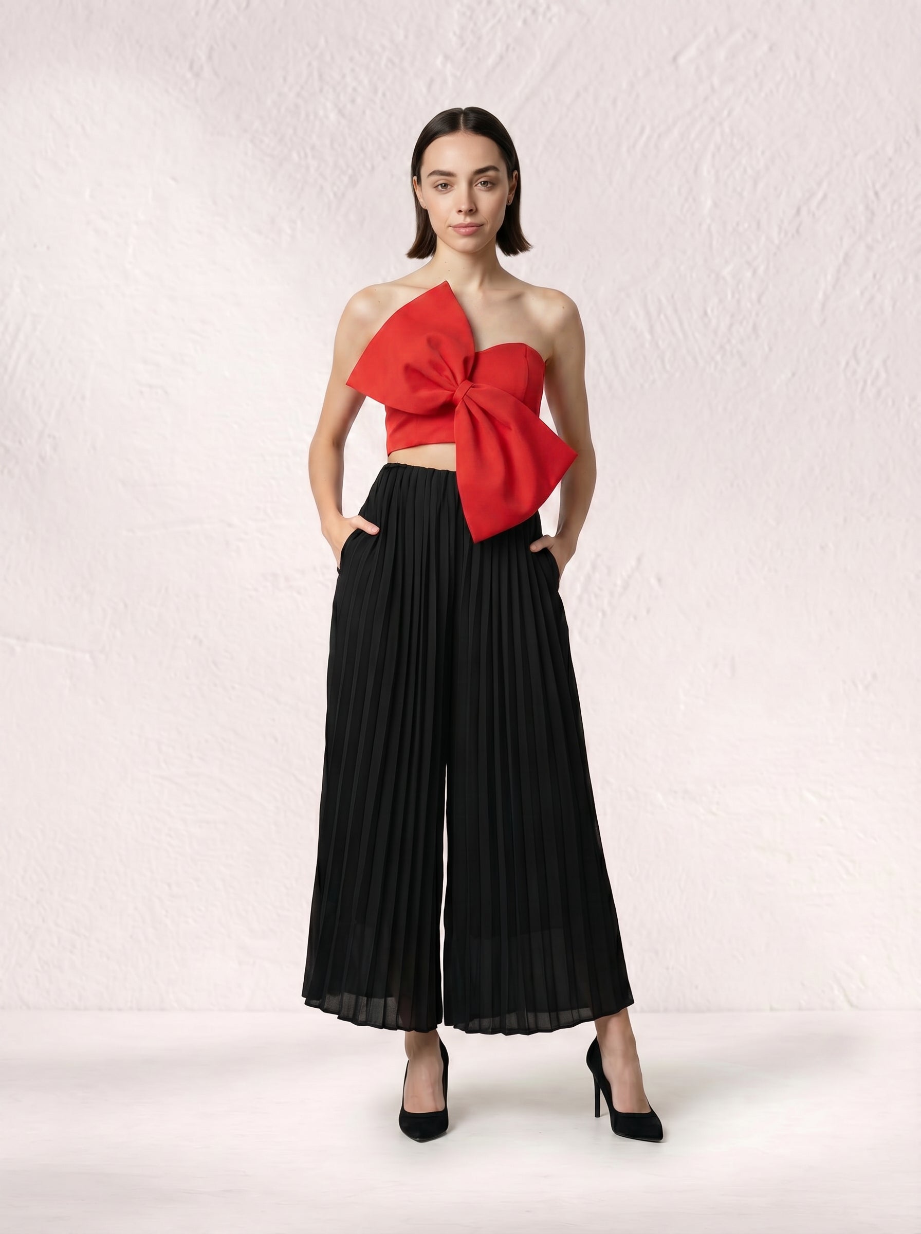 Scarlet Red Bow Crop Top: Bold. Sculpted. Unforgettable.